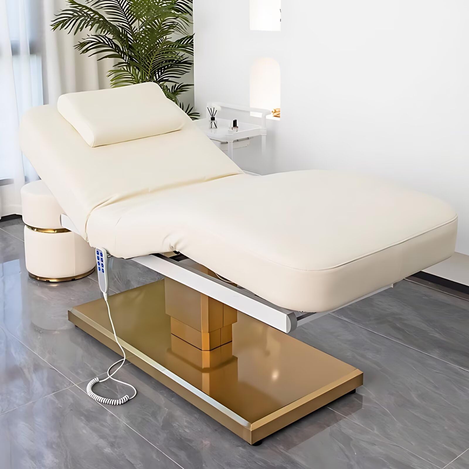 Massage Table-Electric Massage Table with White High-End Luxury Design Facial Beauty Table Includes Multi-Angle Lifting Breathing Hole 74