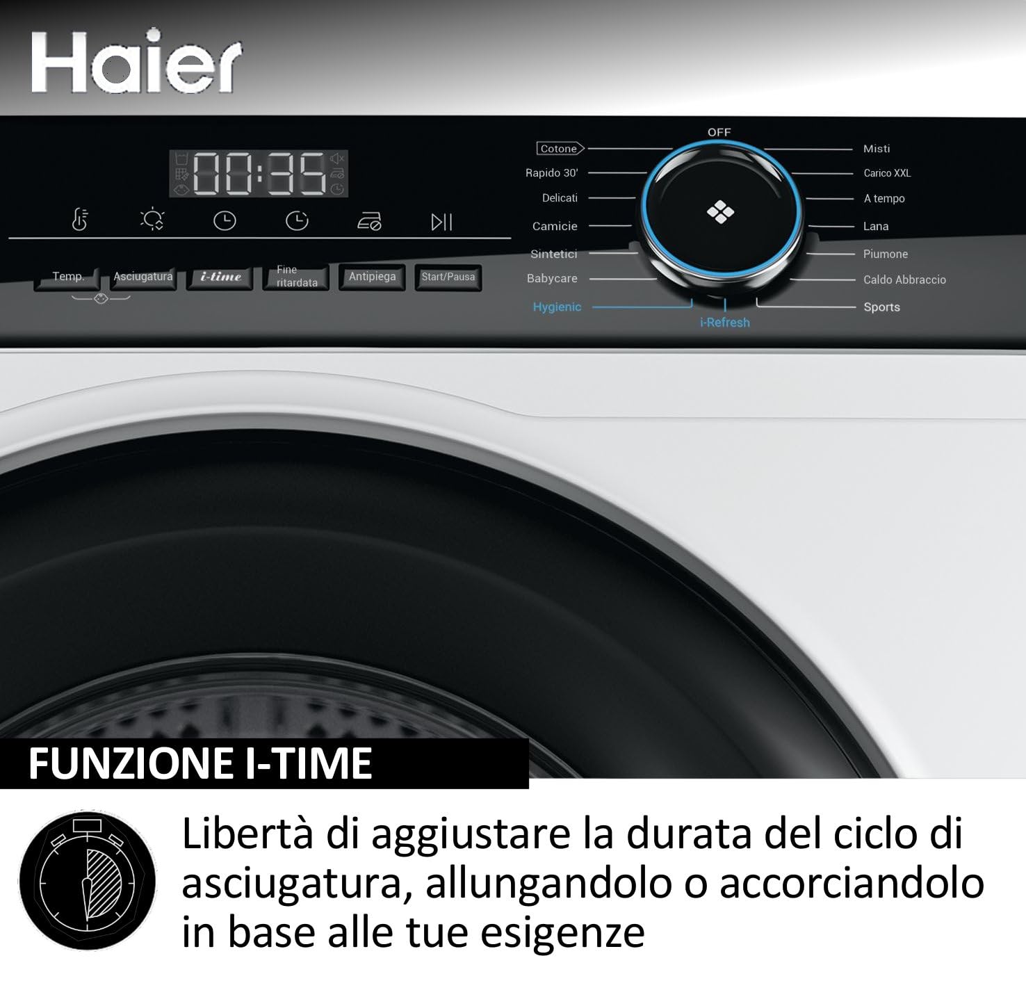 Haier I-Pro Serie 3, Asciugatrice 9 KG, Libera Installazione, Classe A ++, Vapore, Partenza Ritardata, I-Time, Bianco, AxLxP 85x59,5x66,5 cm - HD80-A2939-S