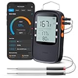 Bluetooth Meat Thermometer, Wireless Meat Thermometer for Smoker Oven, Digital Grill Thermometer with 2 Probes, Timer Mode, Smart LCD Backlight BBQ Thermometer for Cooking Turkey Fish Beef