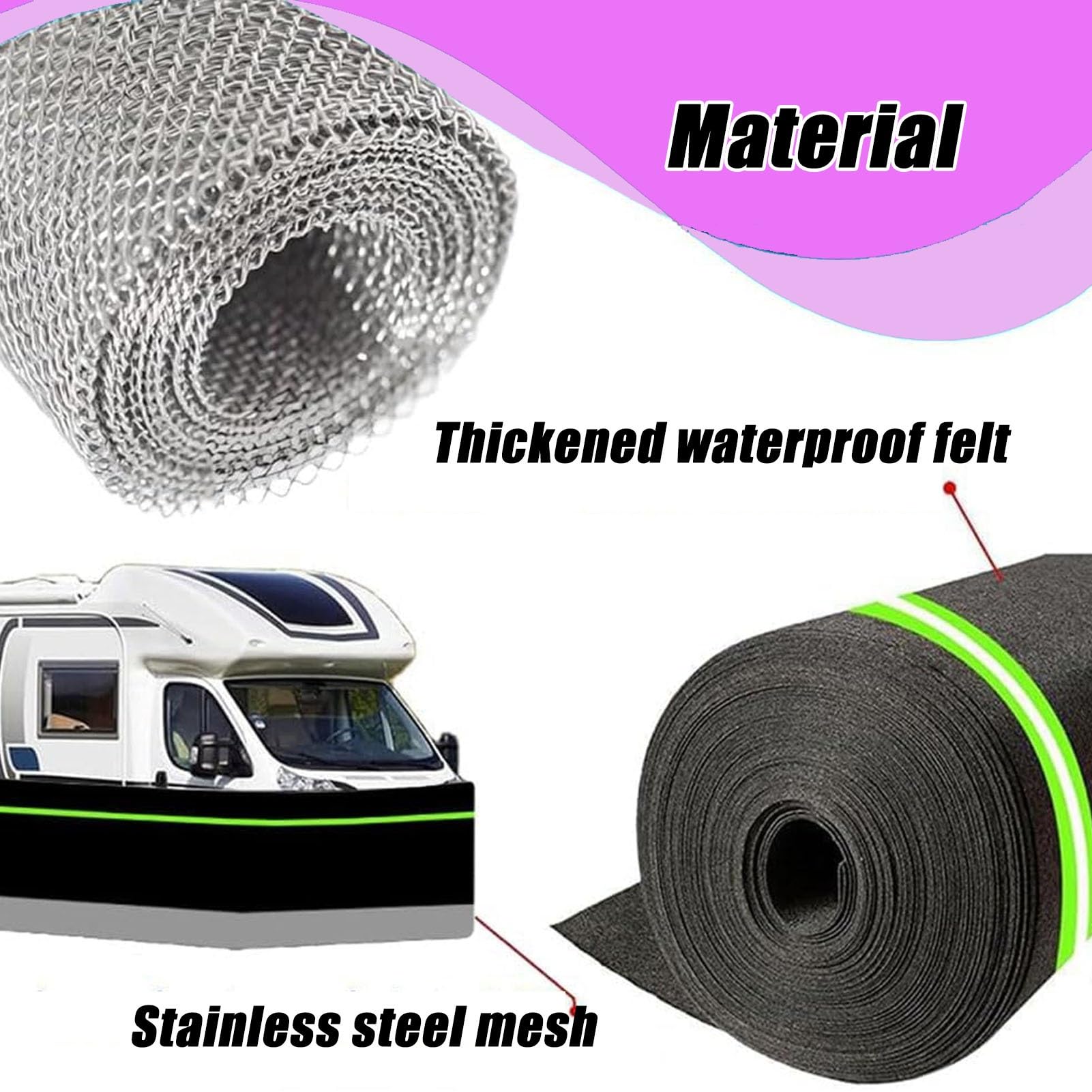 Kit de faldón para caravanas de Invierno, faldón para Casas móviles con Malla metálica Inferior, faldón para caravanas con Tira Reflectante, Apto para Uso Exterior.