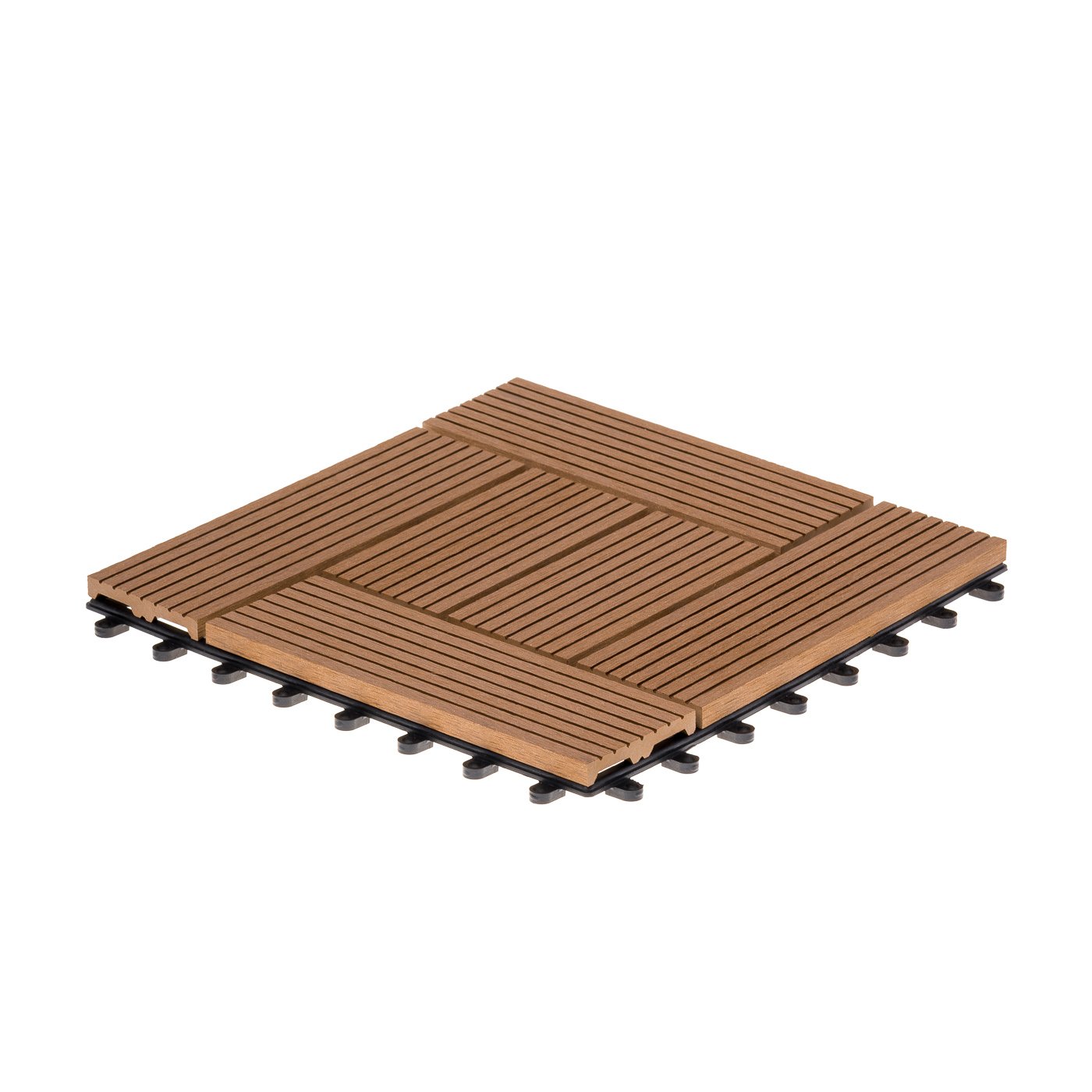 Ventanara® WPC Holz Kunststoff Fliesen Terrassenfliesen Klickfliesen Balkonfliesen 11 Stück = 1m² (30 x 30 cm, Braun Mosaik)