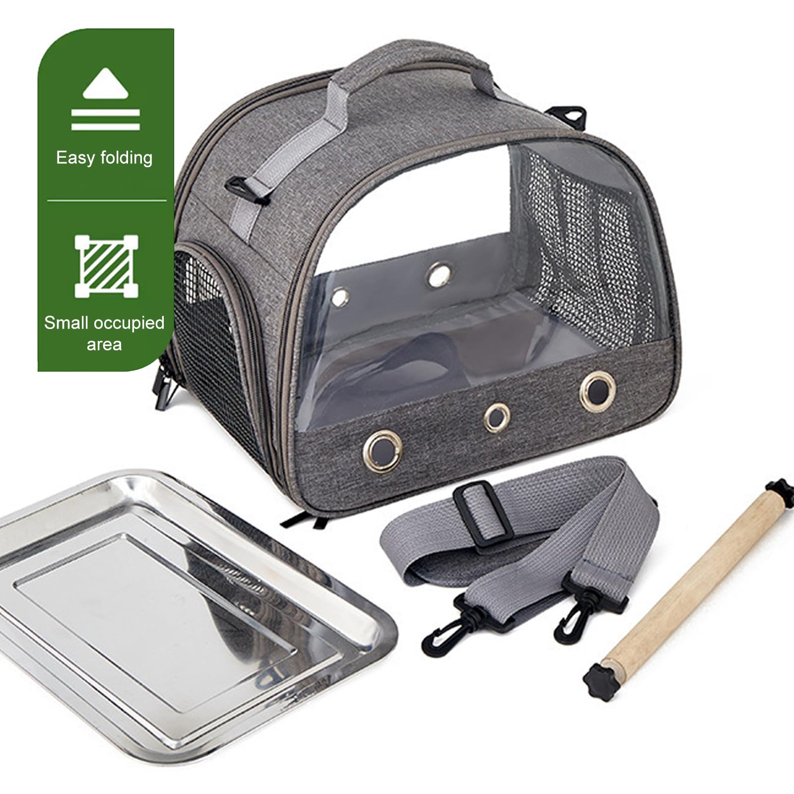 Jaula de Viaje para Pájaros con Percha y Bandeja, 33 * 24 * 26CM Bolsa Transportadora para Pájaros, Bolsa de Viaje para Loros