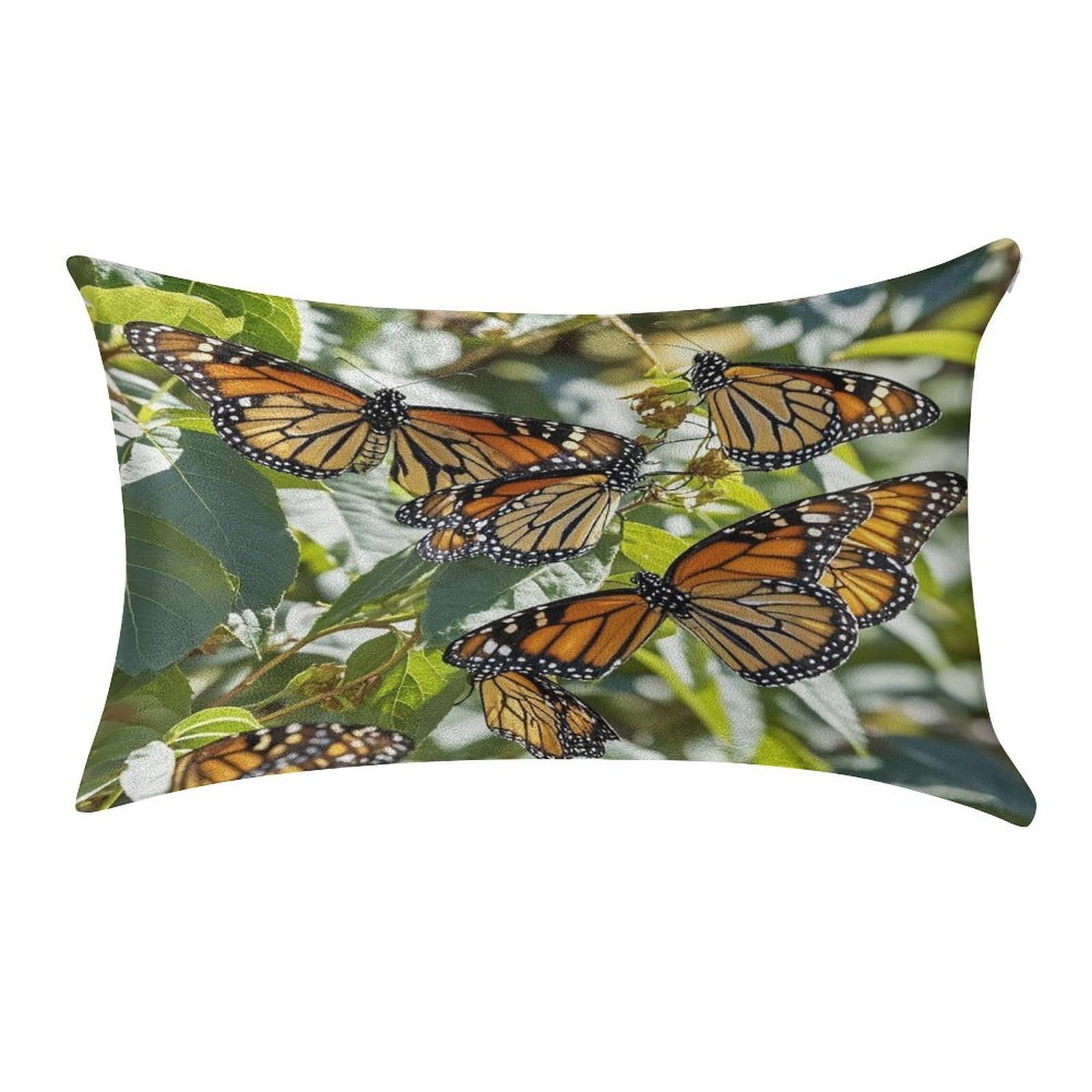 Monarch Butterflies Pillowcase Decorative Throw Pillow Cover Gold Velvet Cushion Covers Lumbar Pillow Cover Long Pillow Case Luxury Cushion Case Pillow Sham Pillow Protector 20" X 12"