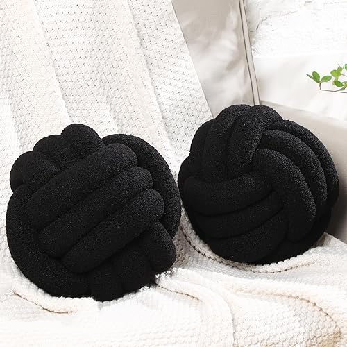 Namalu Paquete de 2 almohadas redondas de nudo, suaves, decorativas para el hogar, hechas a mano, de felpa, estética, para cama, sofá, suelo (11