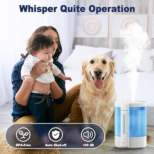 Miniatura 4 de Humidificadores para dormitorio, humidificadores ultrasónicos de niebla fría de 2.8 L para bebé con apagado automático, humidificadores de llenado