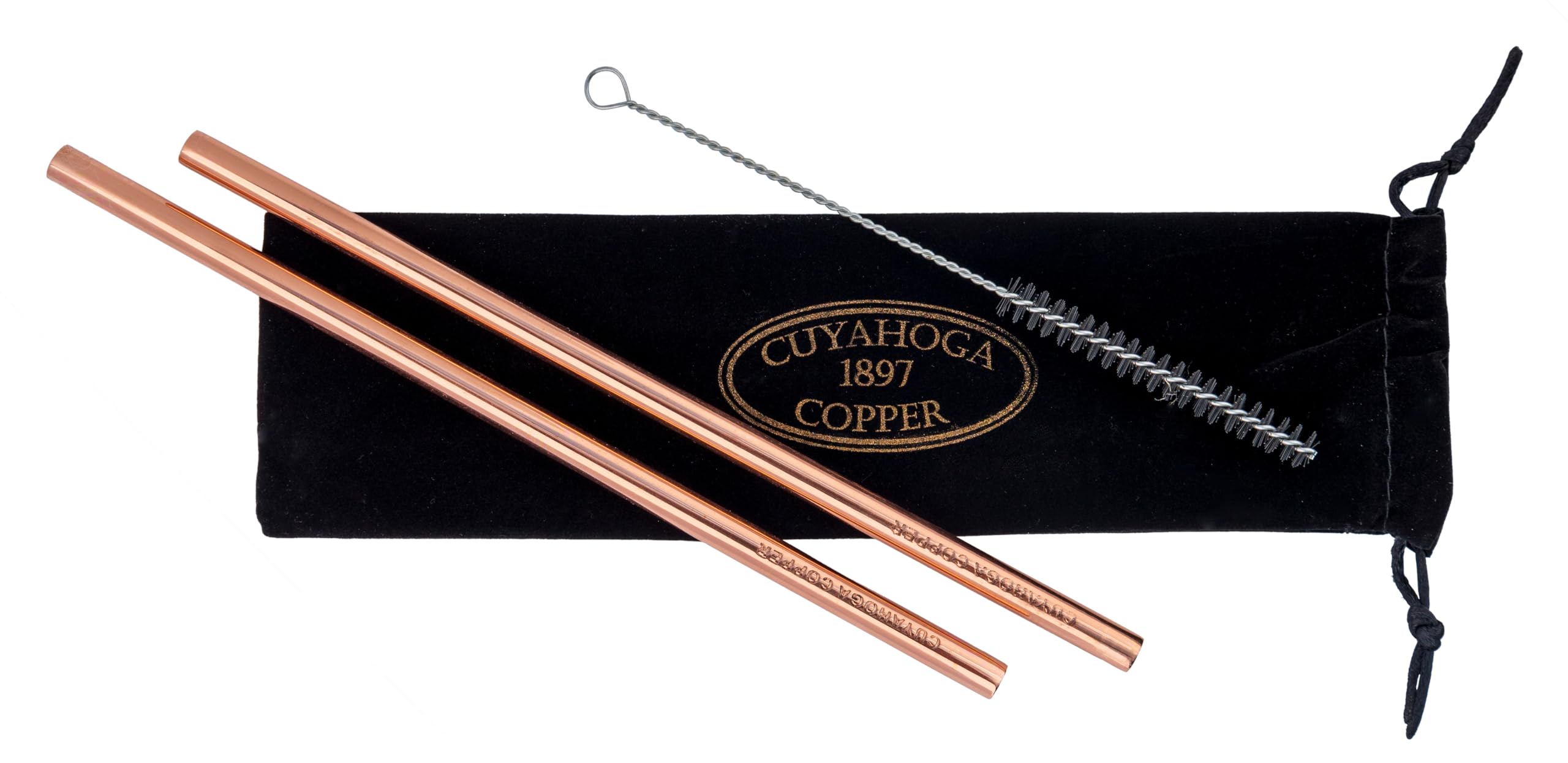 Set of 2 Jumbo Pure Copper Straws perfect for Smoothies, Milkshakes, Juice, Tea, Water Bottles and More! From Cuyahoga Copper