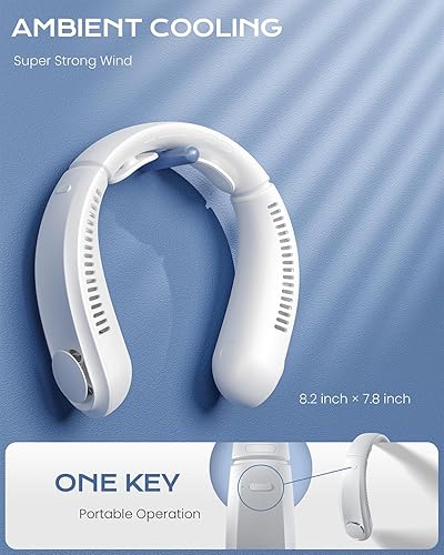Miniatura 6 de Ventilador de cuello, ventilador portátil de 360, 3 velocidades, 4000 mAh, ventiladores de cuello que soplan aire frío recargable USB, ventilador