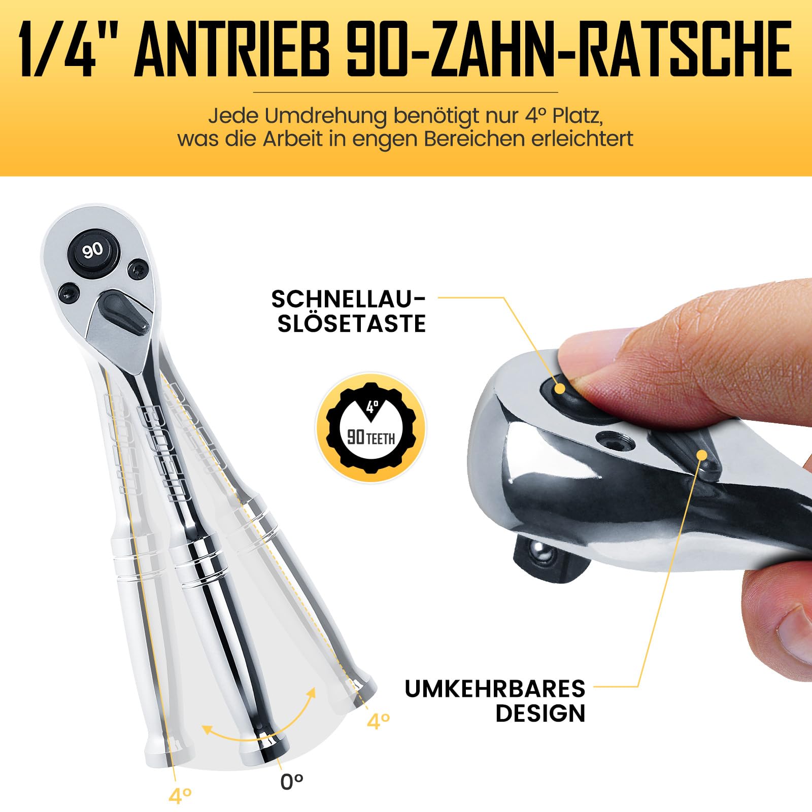 Mr.wintek Steckschlüsselsatz 20-tlg., 1/4 Zoll – Metrisch 5–13 Mm & SAE, Mit Ratsche & Box