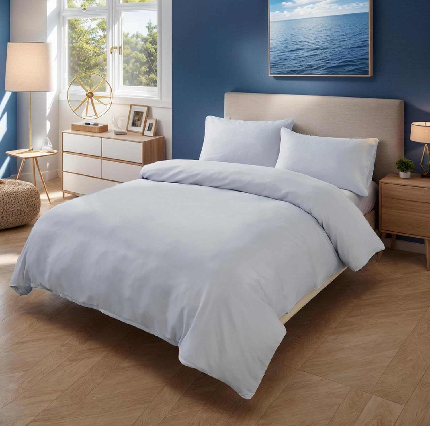 Nowoczesny komplet pościeli 3D 180 x 200 cm, poszewka na kołdrę 3D, miękka mikrofibra, dwustronna pościel na łóżko podwójne, z 2 poszewkami na poduszkę M424, szara