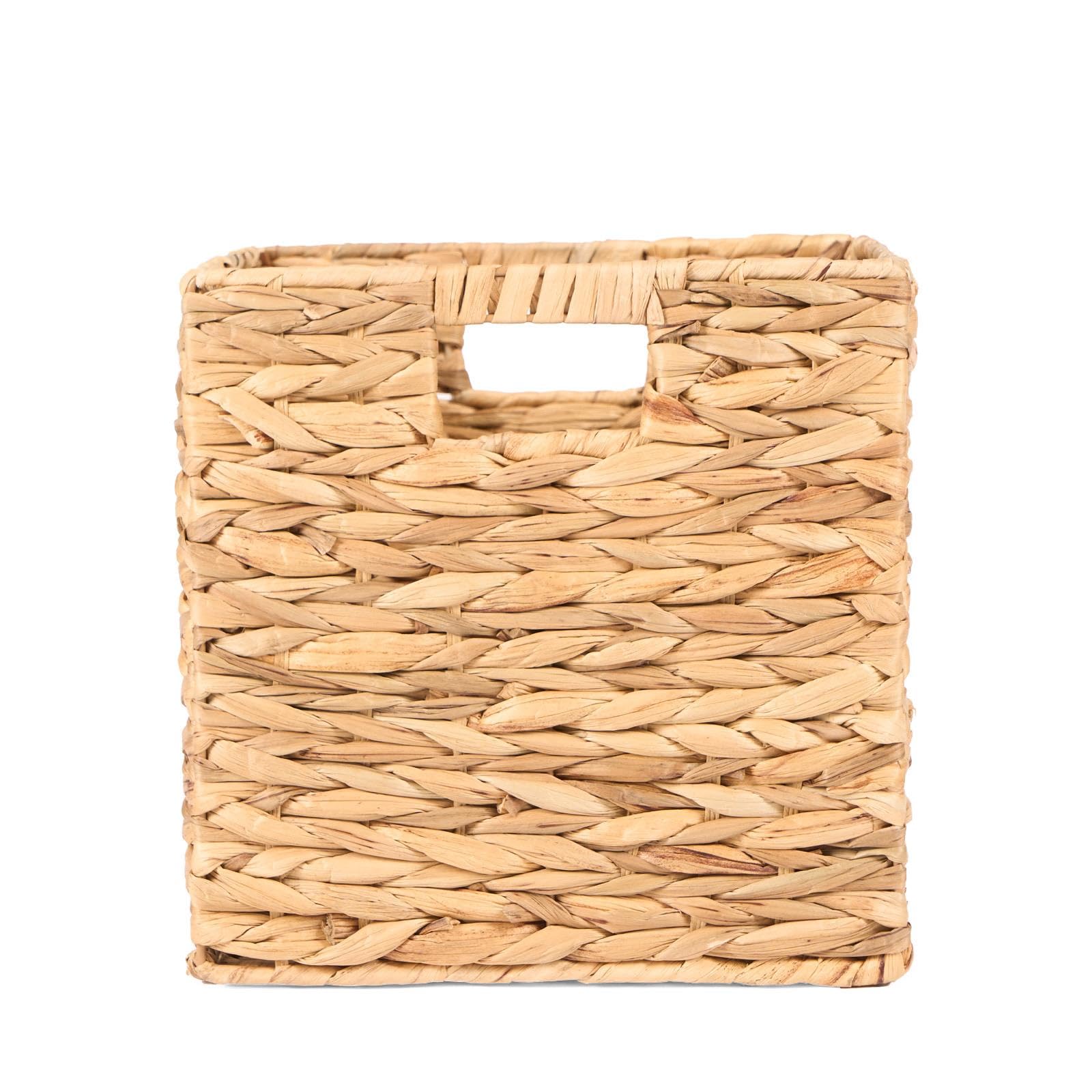 OHS Storage Baskets for Shelves, Seagrass Storage Box Sturdy Lightweight Organiser Collapsible Box for Living Room Bedroom Bathrooms Decorative Space Saver, Natural