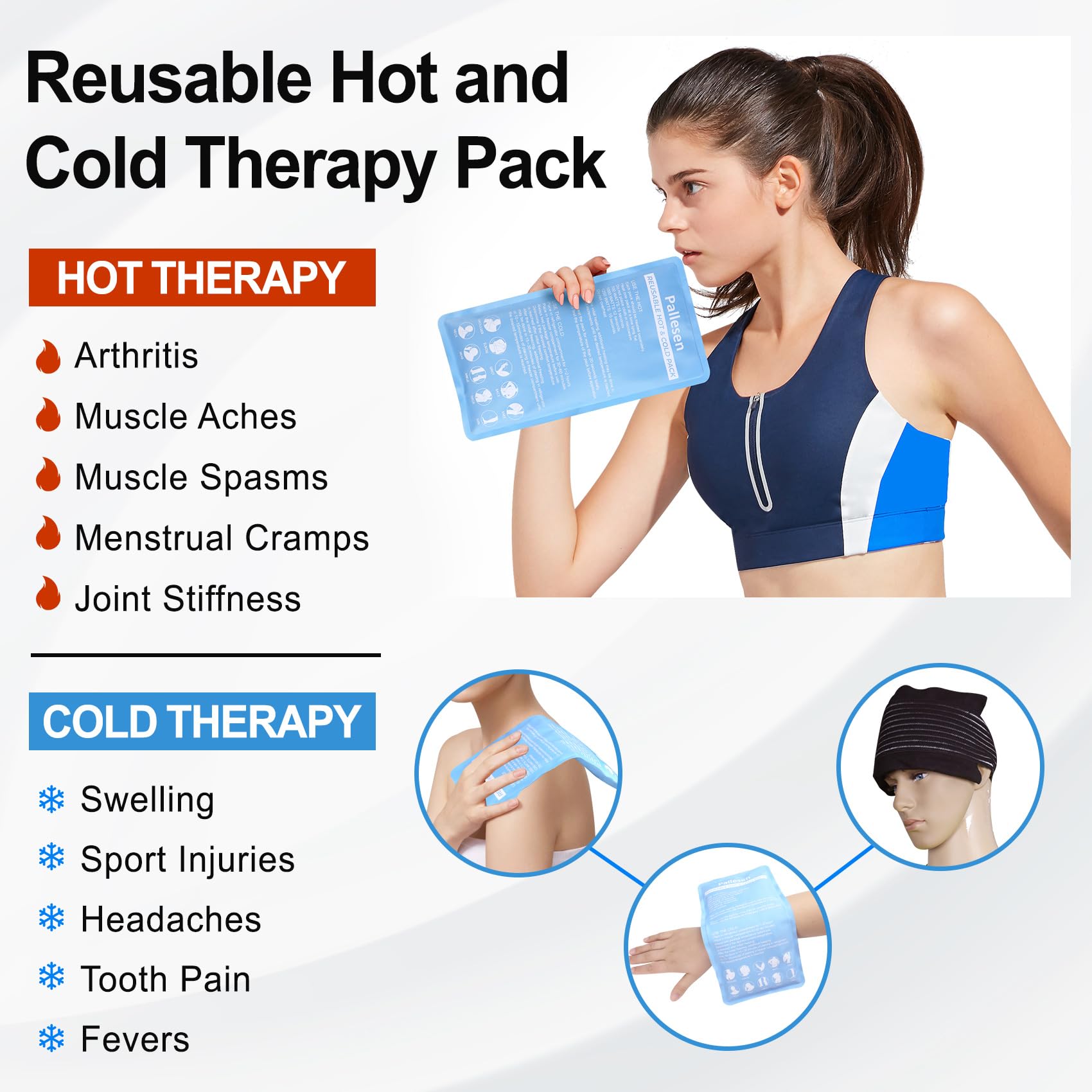 Pallesen 2 Packs Reusable Hot And Cold Gel Ice Pack Wrap