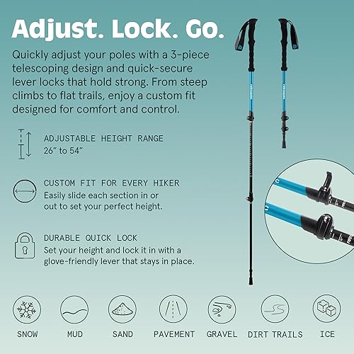 Miniatura 3 de Retrospec Solstice Trekking & Ski Poles for Men & Women - Aluminum wCork or Foam Grip - Adjustable & Collapsible Lightweight Hiking, Walking &
