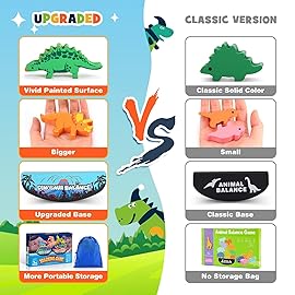 IPOURUP Dinosaur Toys for Kids 3-5: Wooden Stacking Montessori Toys for 3 4 5 6 7 Year Old Balance Competition Game for Family Ideal Christmas Birthday Gifts for Kids Ages 3-7 (Double Version)