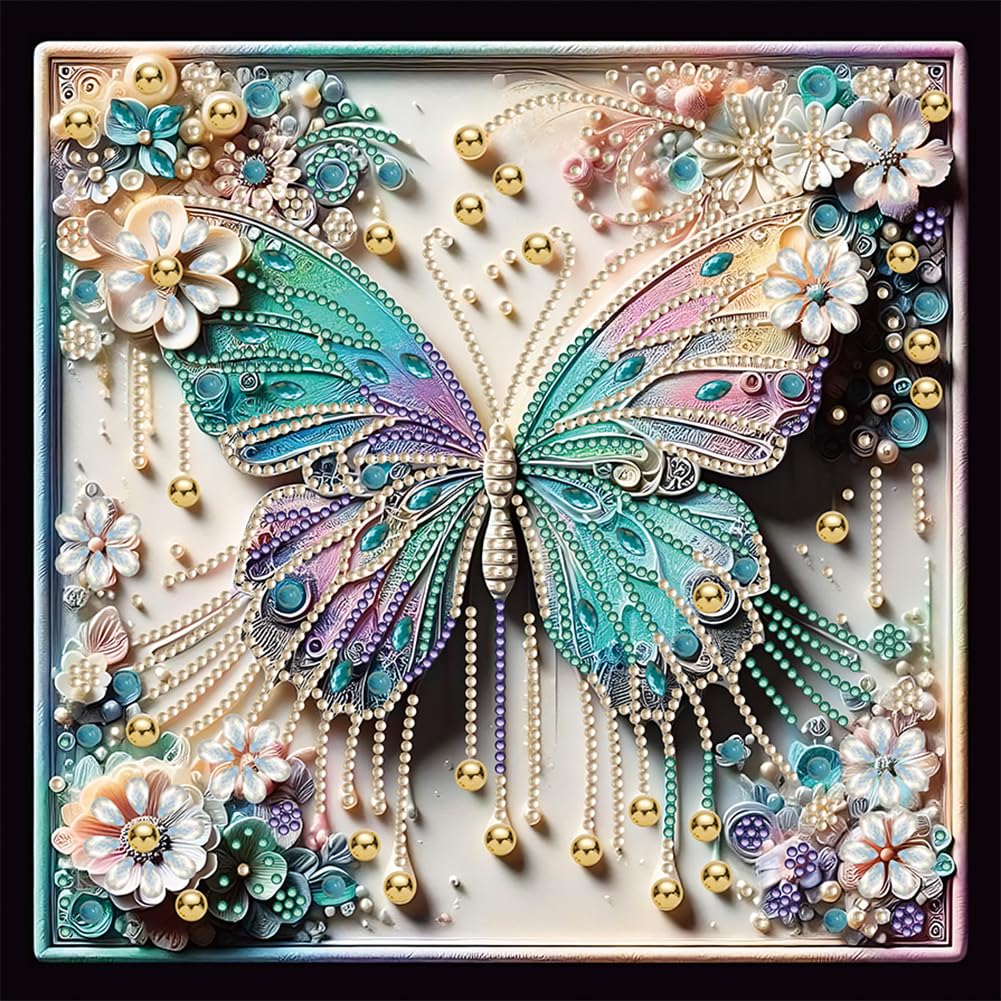 Fiorky Butterfly Diy Diamond Art Kits,5D Diamond Painting Kits, Fortial Special Shaped Drill Diamond Painting Kit Decoration With Diamonds Pictures Gem Art Painting Kits Diy Crafts Kits