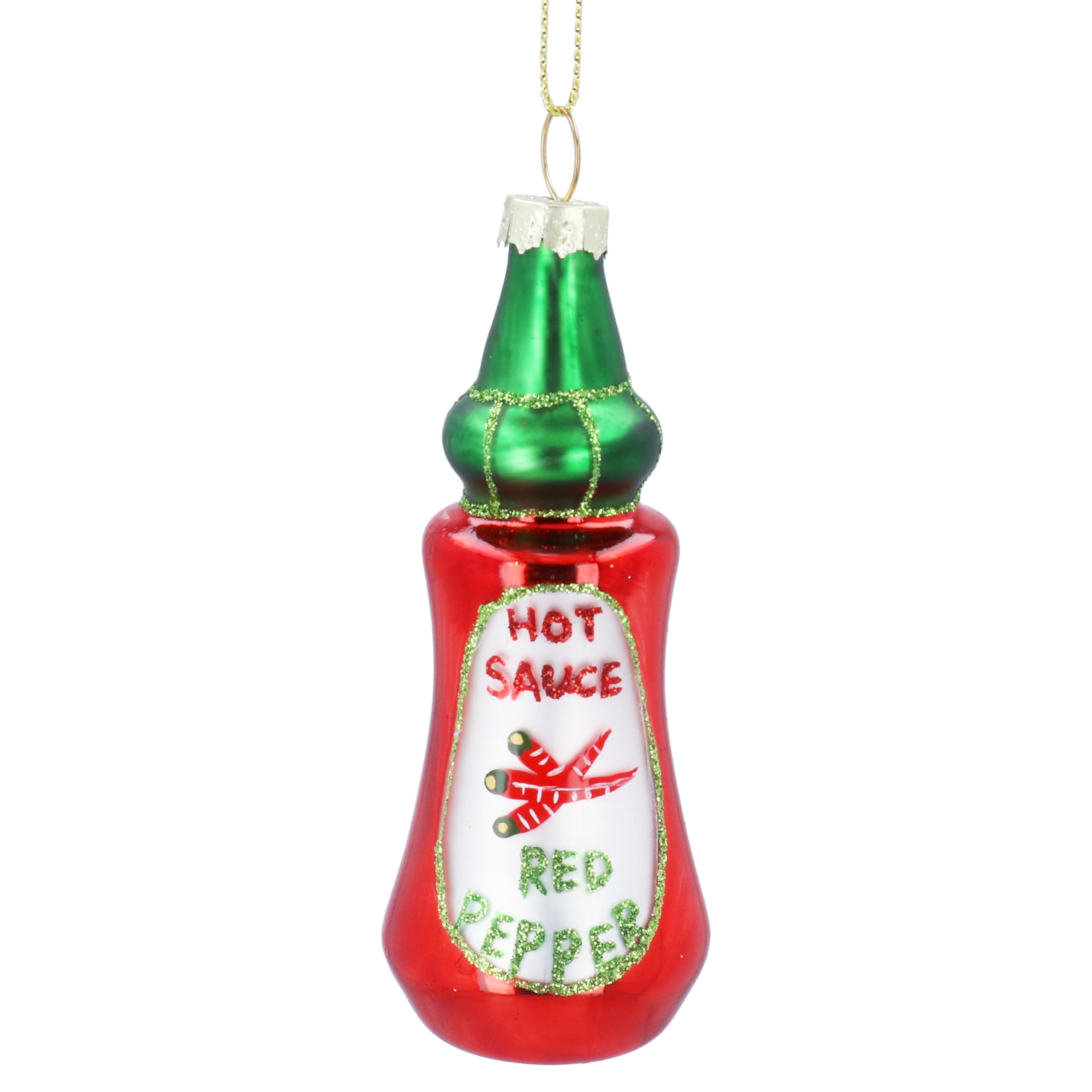Gisela Graham Glass Hot Sauce Christmas Decoration, 10cm