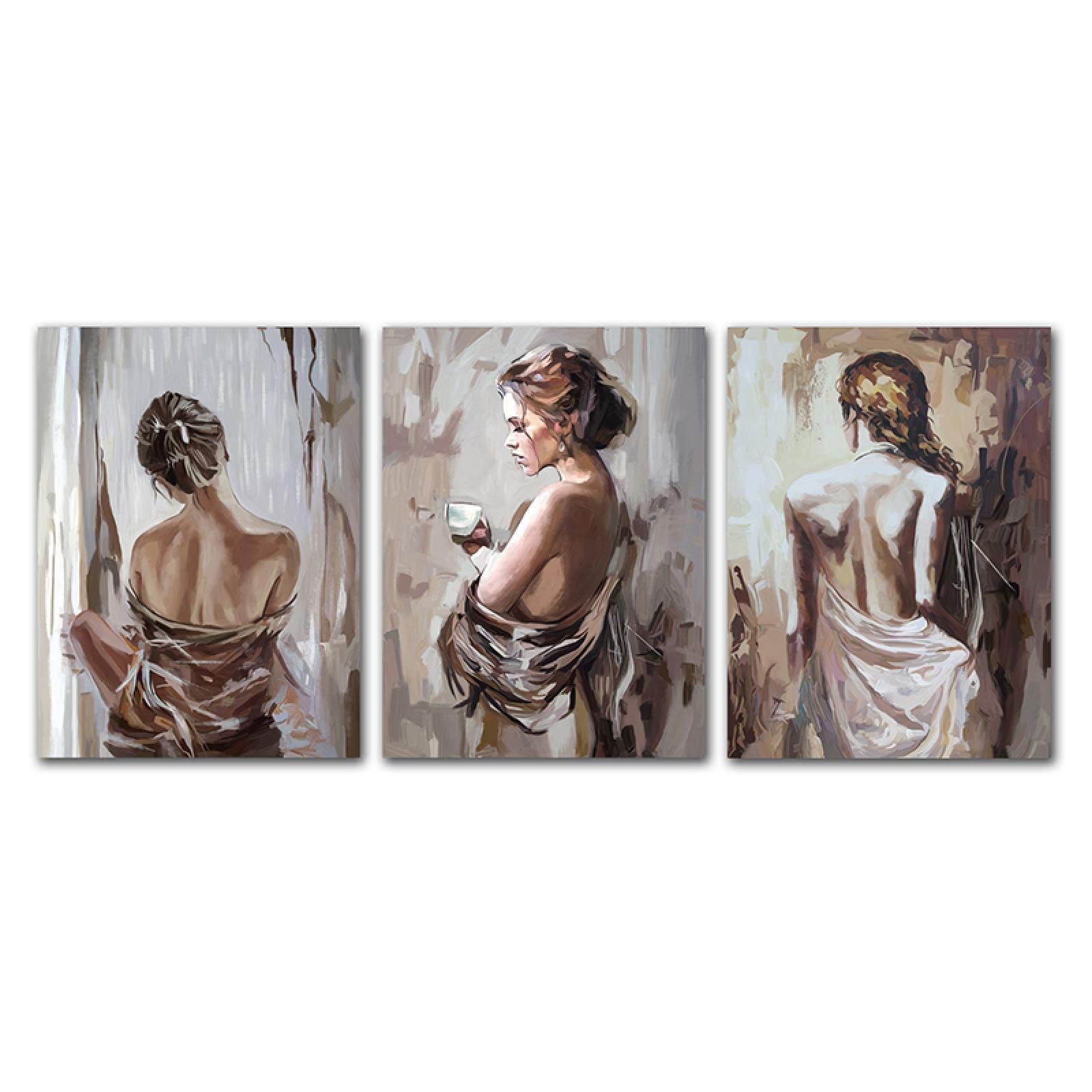 Guying Art Frameless 3 Panel Abstract Colorful Geometric Canvas Painting Modern Posters And Prints Wall Art For Living Room Home Decoration 30X42cm(12X17in) X3