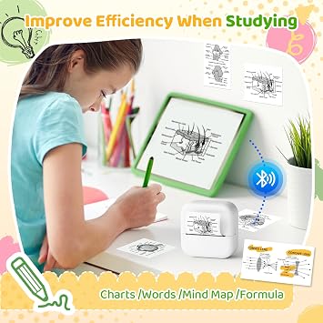 M02X Mini Sticker Printer Thermal Printer for Kids, Student, Family, White | Print Pods Stickers Maker Machine Pocket Photo Printer for School for Study Note, Journal, DIY, Gift