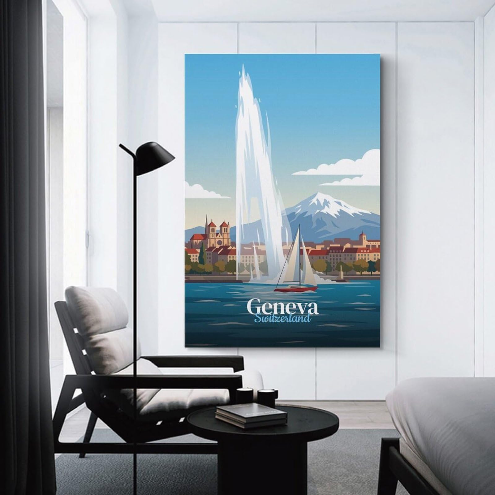 Junmoney Geneva, Switzerland Travel Wall Picture Print 24x36inch(60x90cm), for Apartment Walls, Studios Or Work Areas, A Simple Refresh for Blank Walls