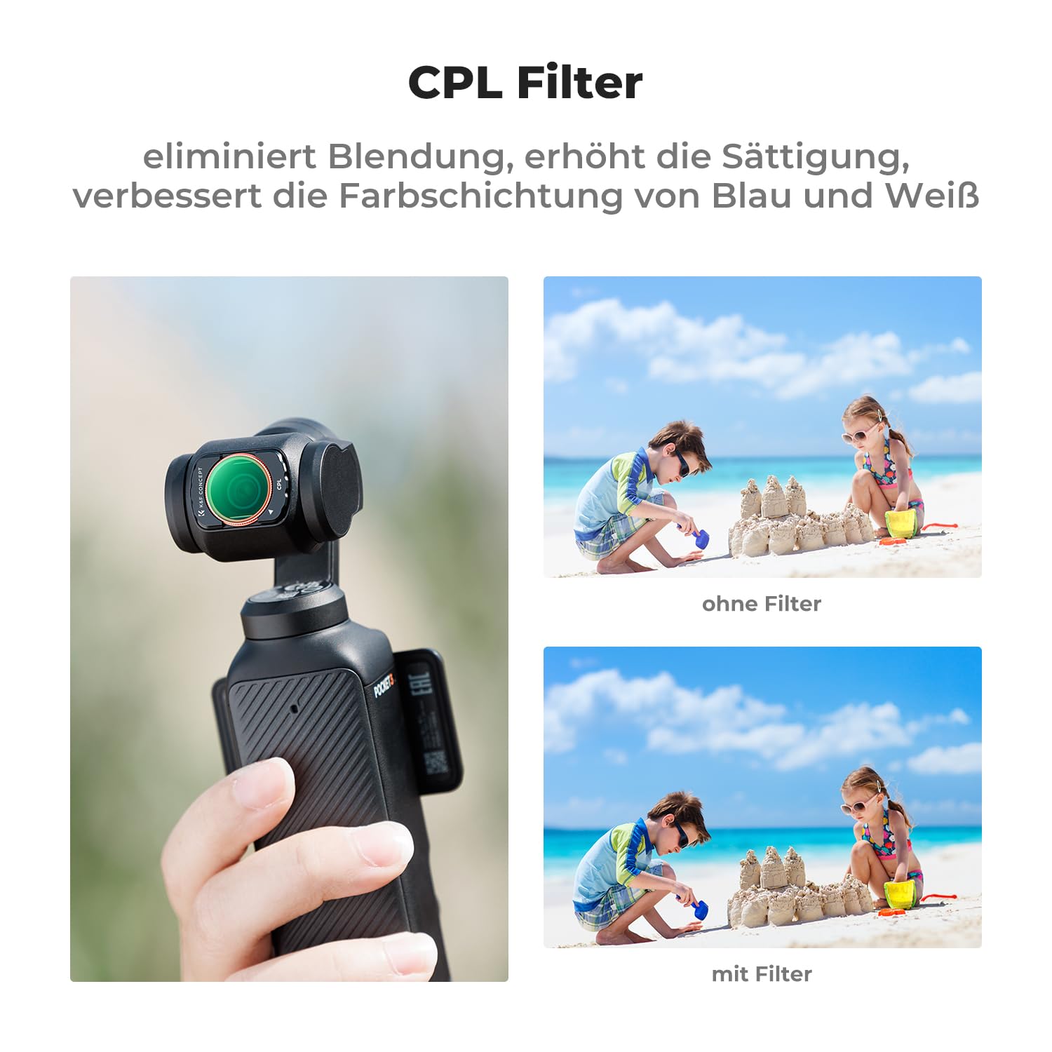 K&F CONCEPT FSD05 Filterset kompatibel mit DJI OSMO Pocket 4/3, CPL Filter,ND2-32 ND Filter, magnetisches Black-Mist 1/4 Filter, Osmo Pocket 3 Zubehör, Osmo Pocket 4 Zubehör(Aluminiumrahmen)