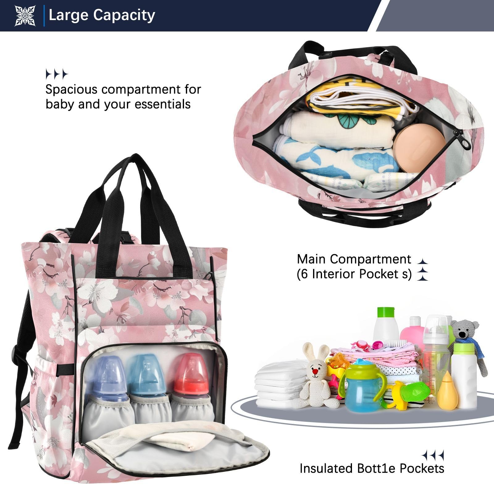 Mochila para pañales para mamás y papás, color rosa pálido puro