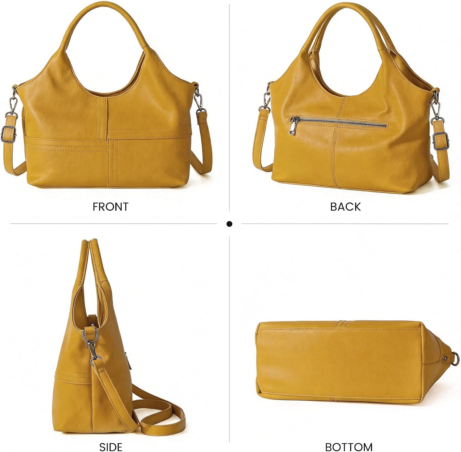 KOGTLA Medium Vegan Leather Purses for Women with Detachable Satchel Strap, Ladies Handbags, Tote Hobo Bags with Two-Handle