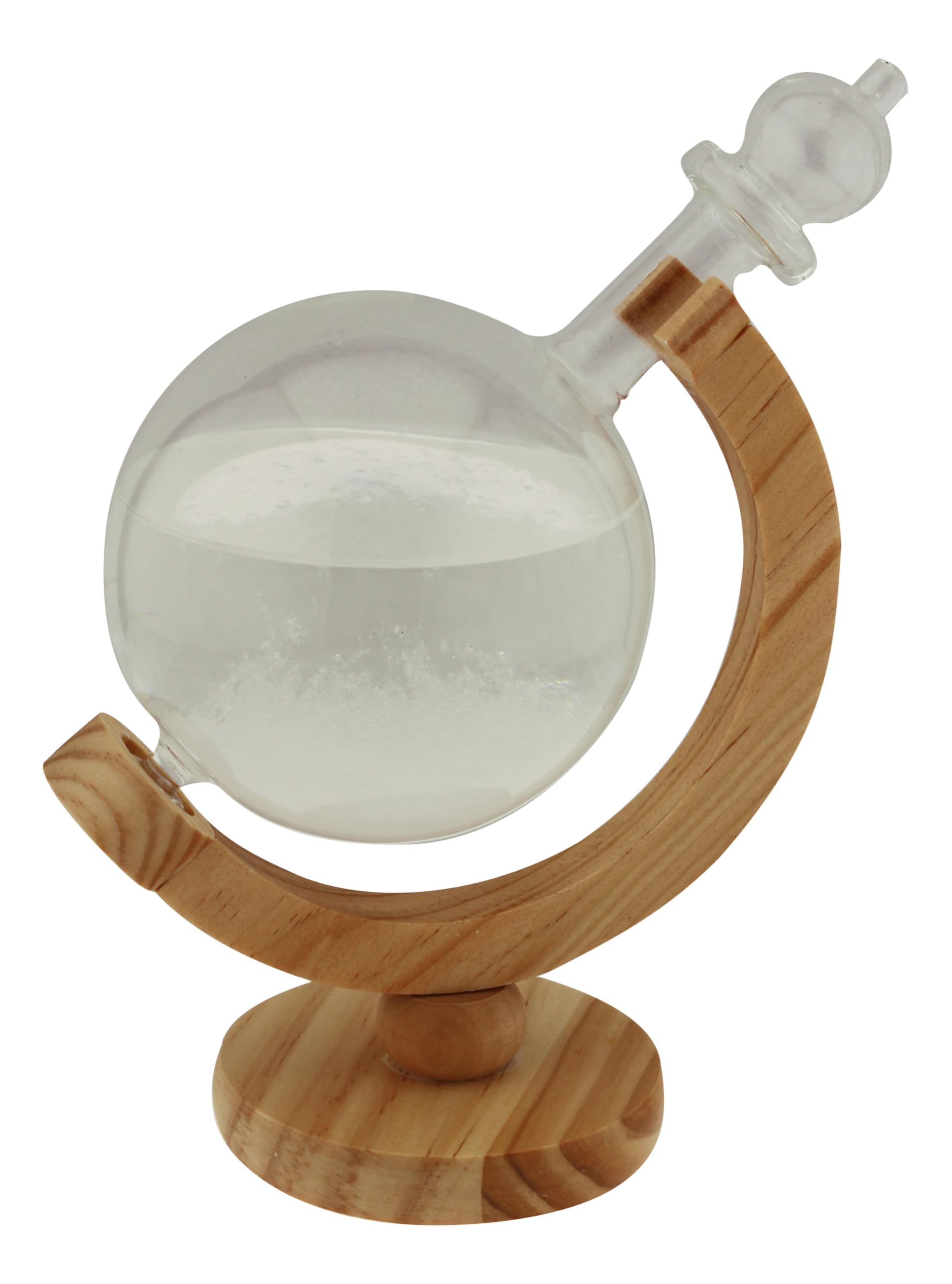 Sturmglas in Kugelkolbenform Wetterstation Holz/Glas Ø=10cm Sea-Club