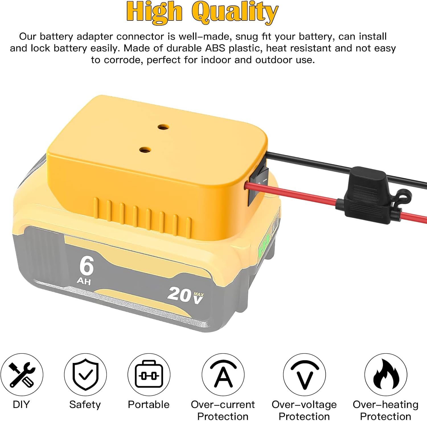 Power Wheels Adapter for Dewalt 20V Battery Adapter Power Wheels Battery Conversion Kit with Switch, Fuse & Wire Terminals, 12AWG Wire, Power Connector for DIY Ride On Truck, RC Car Toys and Robotics