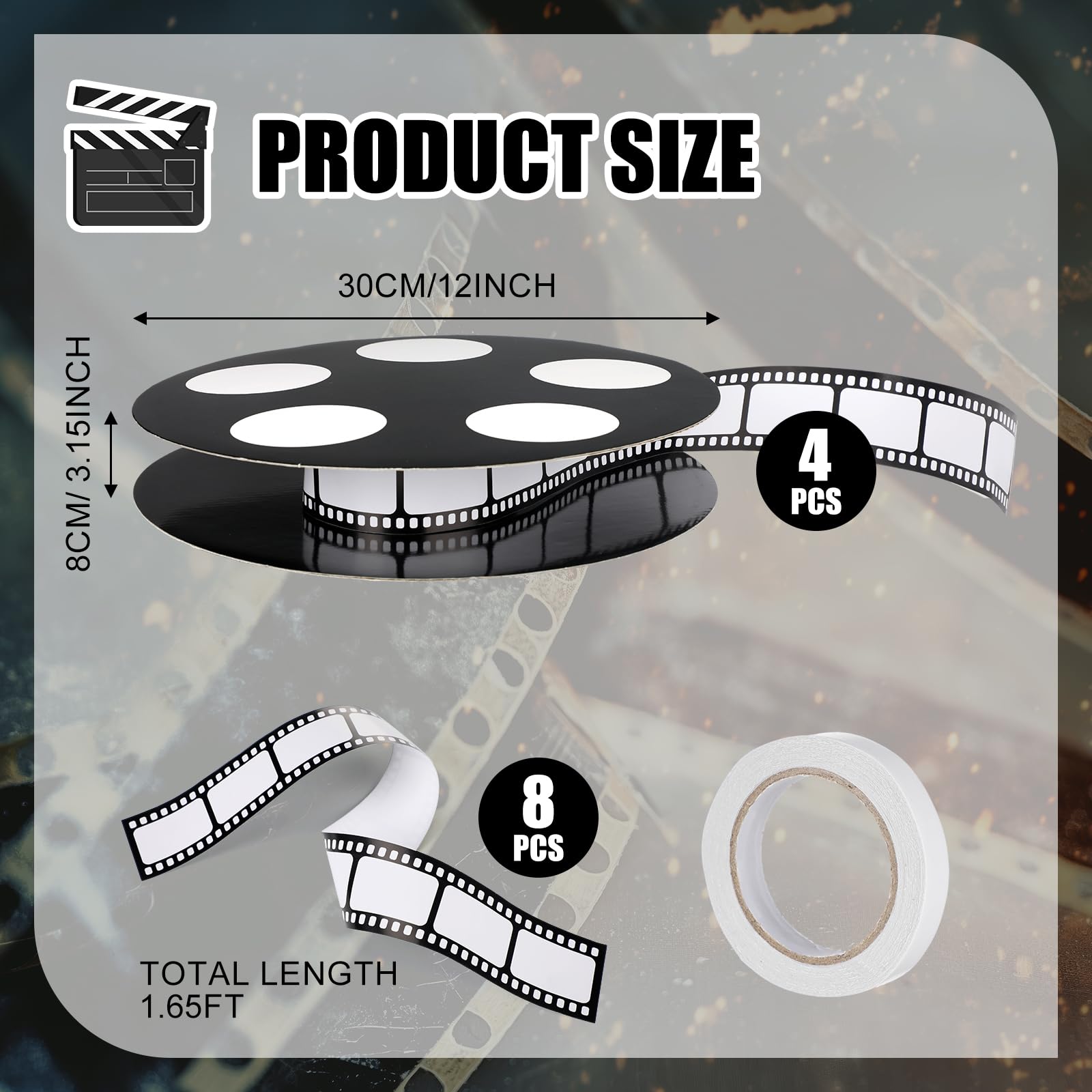 Honoson 4 bobine cinematografiche centrotavola puntelli per film decorazioni per feste a tema film decorazione per feste cinematografiche per feste notturne