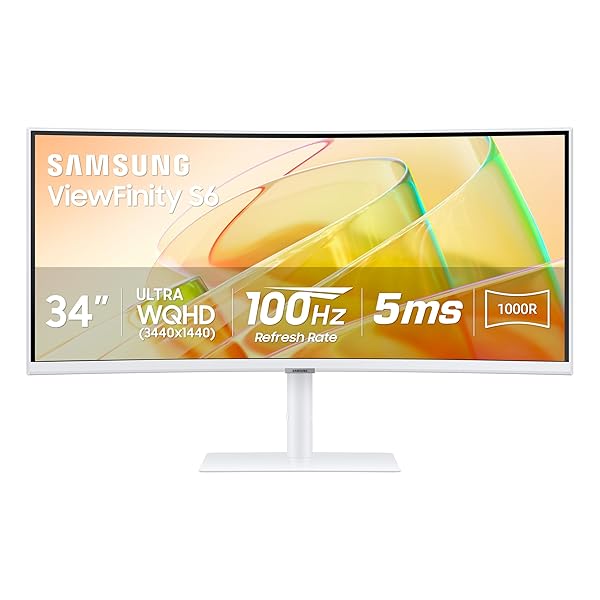 Samsung 34 ViewFinity (S65TC) Series Ultra-WQHD 1000R Curved Computer Monitor, HDR10, 100Hz, AMD FreeSync, Thunderbolt 4, Height Adjustable Stand, Built-in Speakers, Eye Care, LS34C650TANXGO, 2024