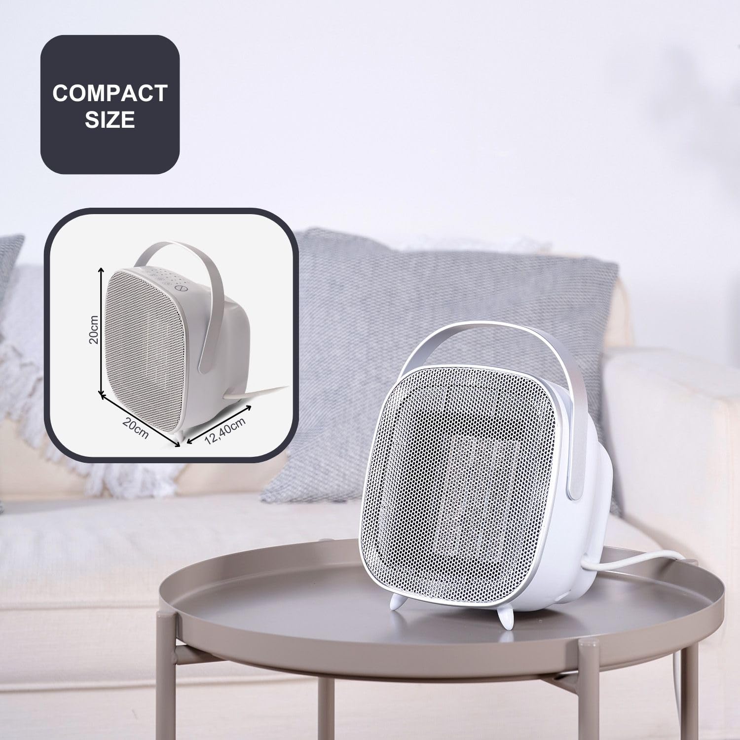 BLACK+DECKER BXSH1505E – grzejnik ceramiczny, kompaktowy, moc 1500 W, silnik DC, 2 poziomy mocy, system zabezpieczający przed przewróceniem, elegancki design, kompaktowy, do 15 m2