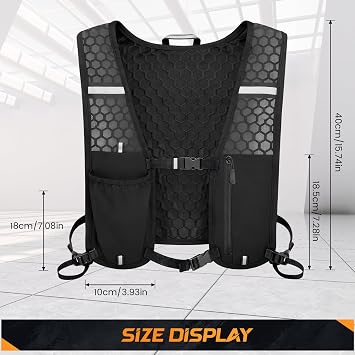 Running Vest, Hydration Vest with Water Bottle, Running Vest for Mens & Women, Running Backpack, Adjustable, Reflective Strips, Unisex