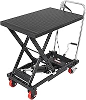 VEVOR TF23 Hydraulic Lift Table Cart 500 lbs Capacity 28.5" Lift, 4 Swivel Wheels, Non-Slip Pad for Material Handling