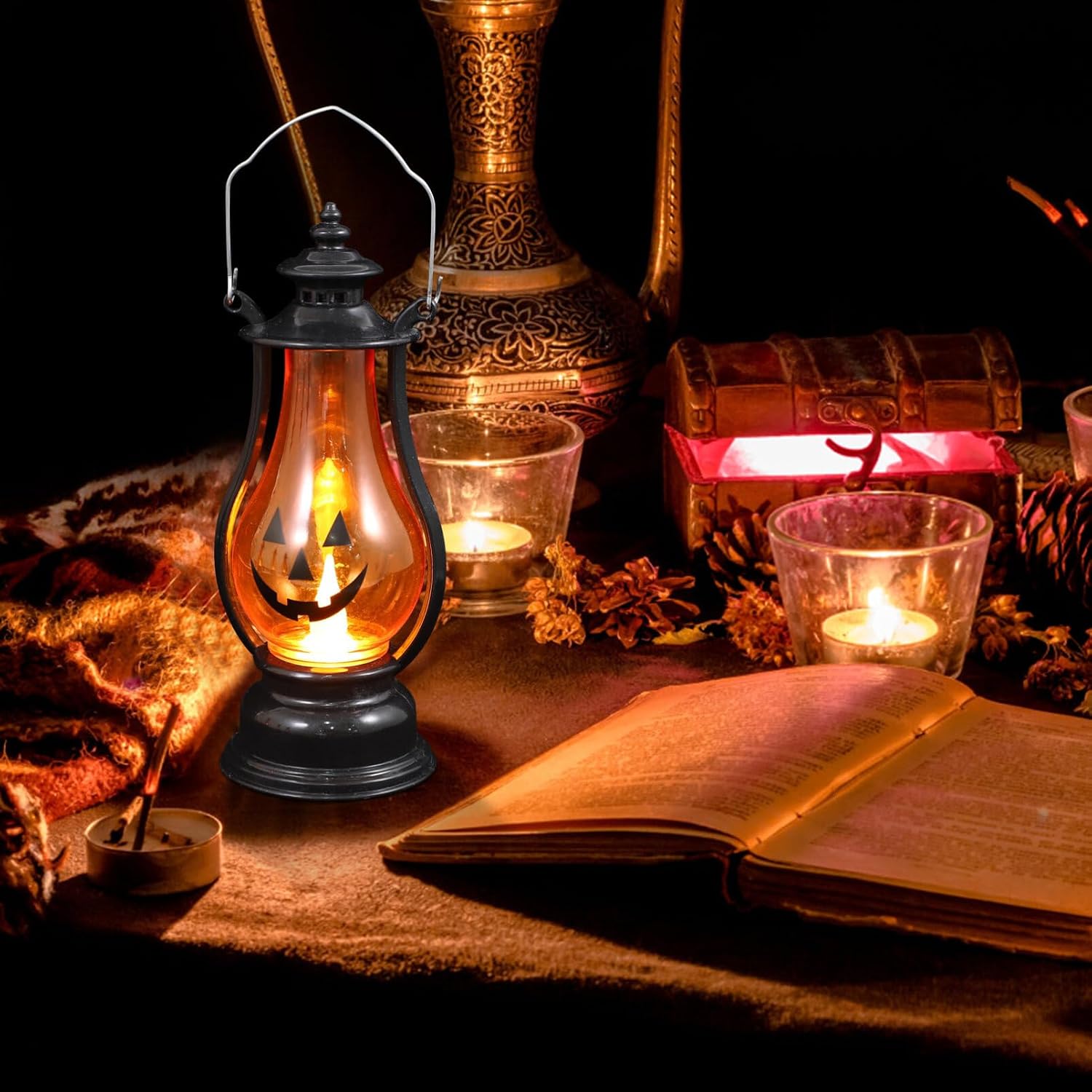 Healeved Pumpkin Lantern - Hanging Lantern for Outdoor Halloween Decoration
