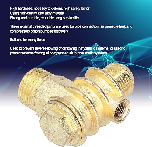 Miniatura 4 de Tissting Válvula de retención del compresor de aire, aleación de zinc de 3 vías, rosca macho G1/2 G3/4 M10, válvula sin retorno