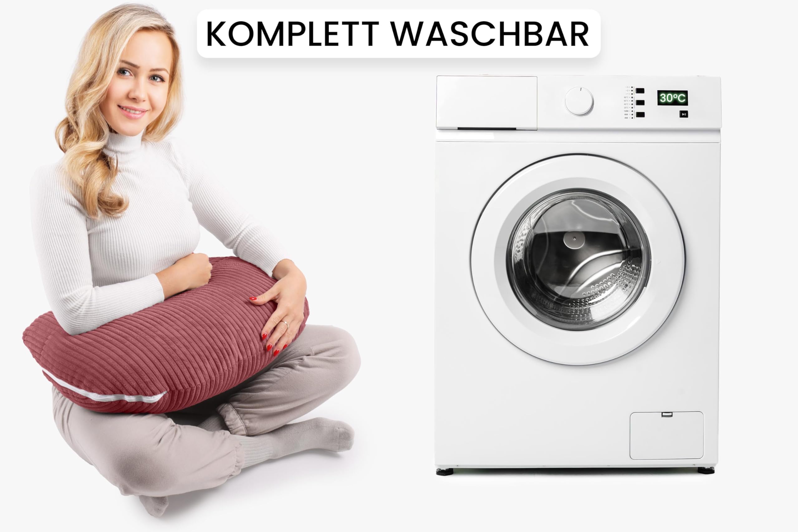 Amilian Stillkissen - Stillmond/Stillhörnchen – Schwangerschaftskissen und Lagerungskissen für Mama und Baby - mit Füllung und abnehmbarem Bezug, waschbar - Herzschimmer