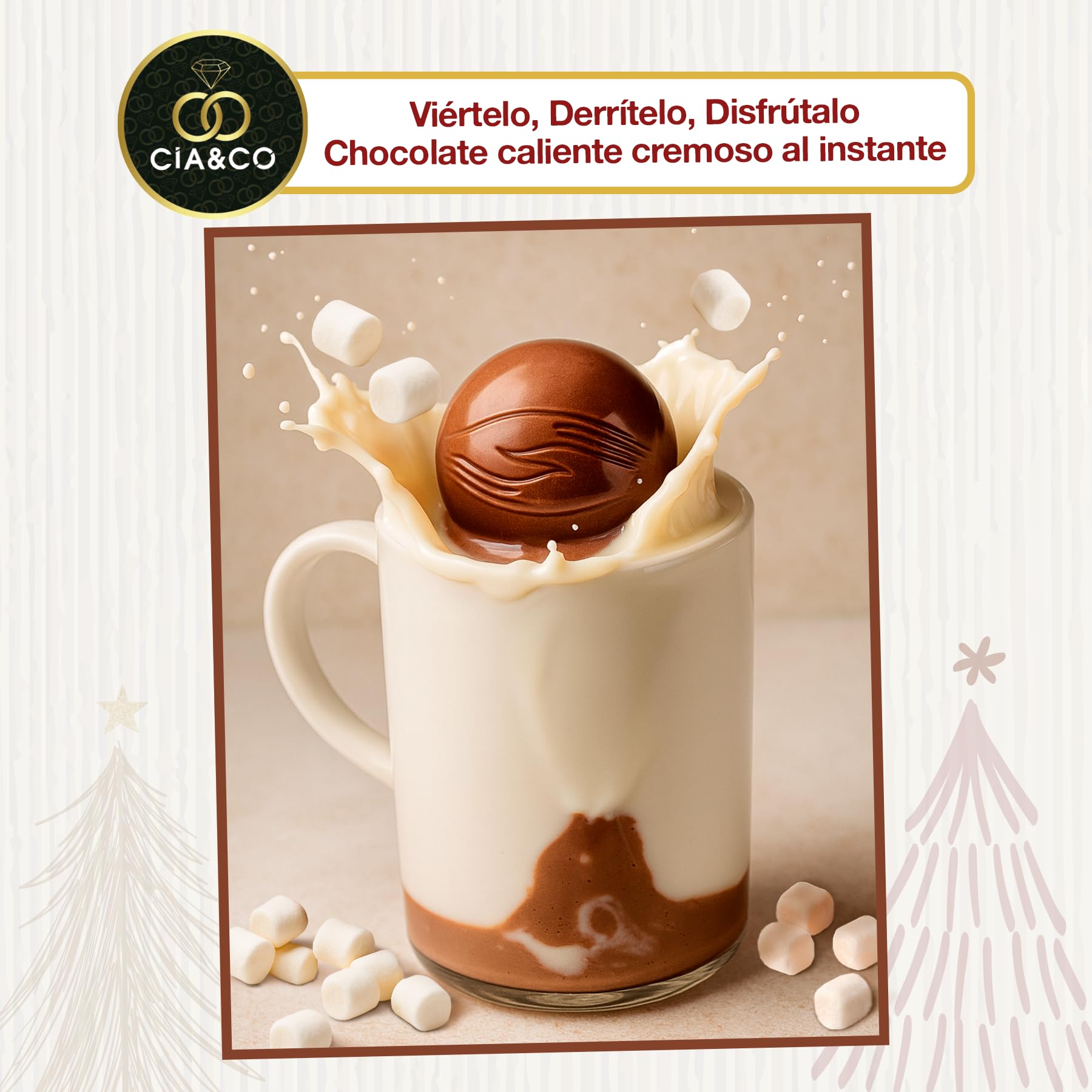 Bolas de Chocolate Caliente Belga con Nubes Pack XXL 12 Bombas Premium Malvaviscos Chocolate a la taza Regalo Navideño