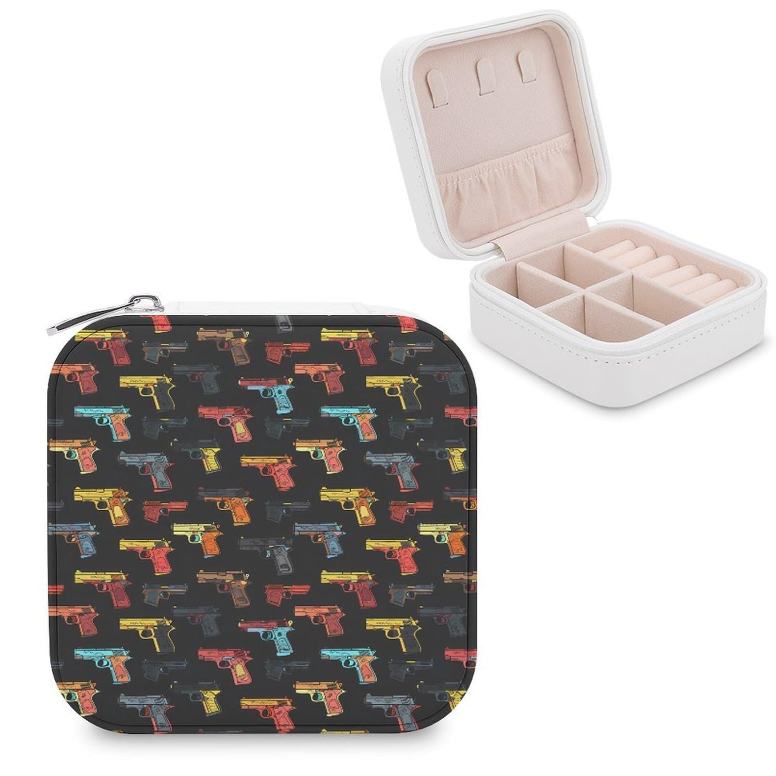 CUTJMDNGH Hand Gun Print Jewelry Box for Women Jewellery Case Organizer Storage Boxes Craft