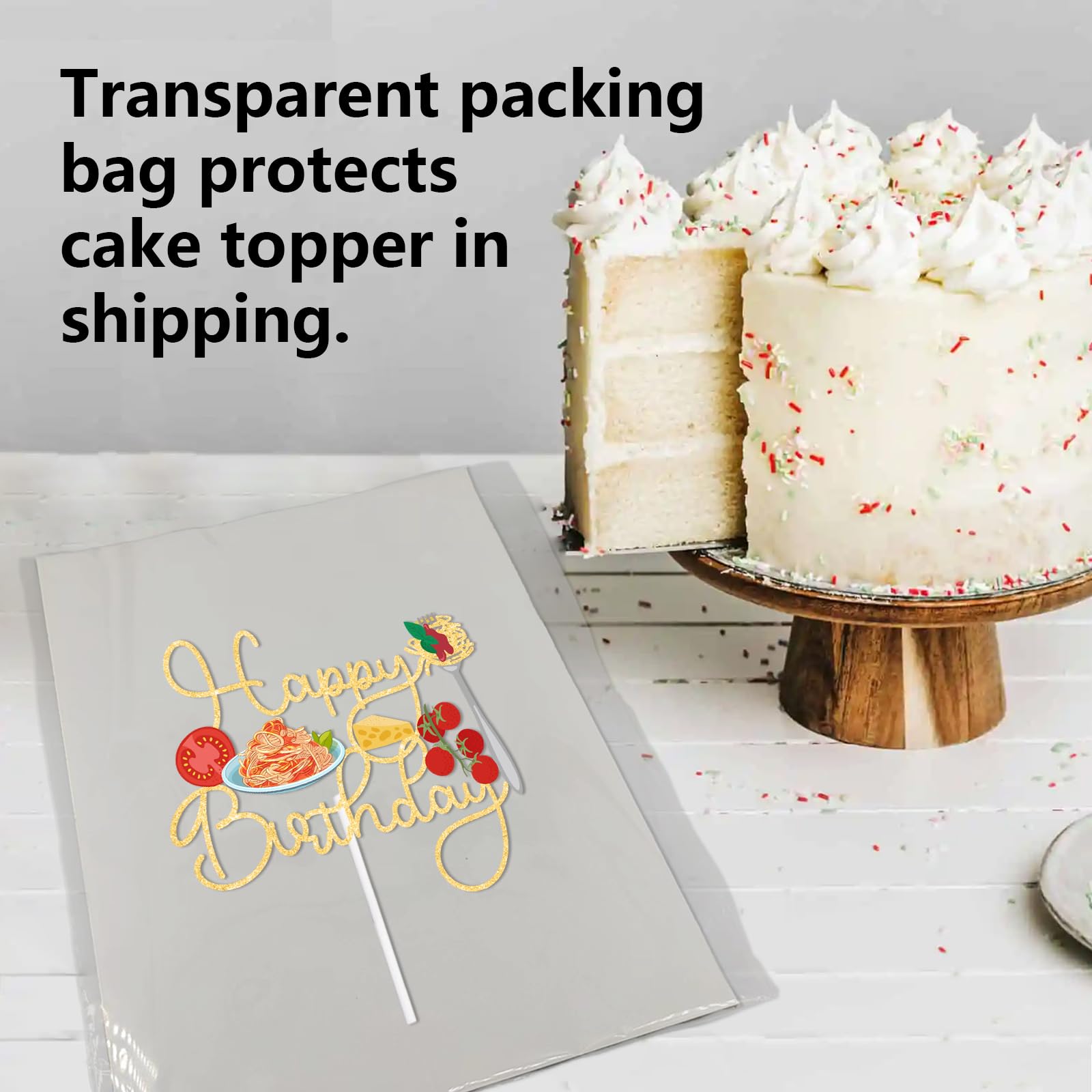 "Buon Compleanno" Glitter Cake Topper - Italian Happy Birthday Gold Cake Decor, Fiesta Music Theme Party Supplies - View #8