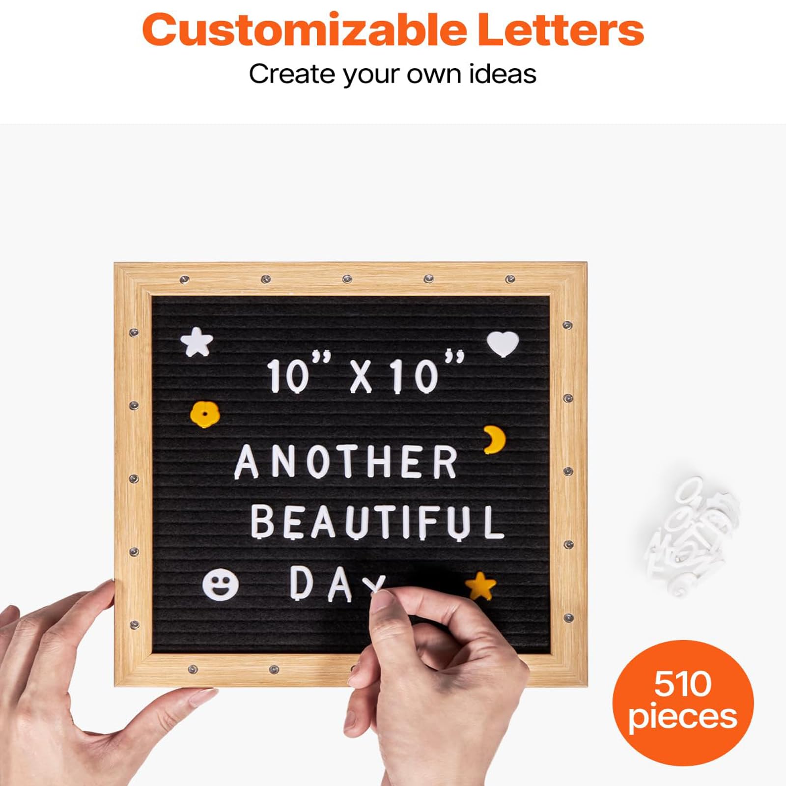 Tableau À Lettres en Feutrine Noire, Lettres Modulables Et Lumineuses (10 X 10 Cm) - Support Ajustable pour Menus, Annonces De Grossesse, De Naissance, Mariages Et Organisation De Fêtes