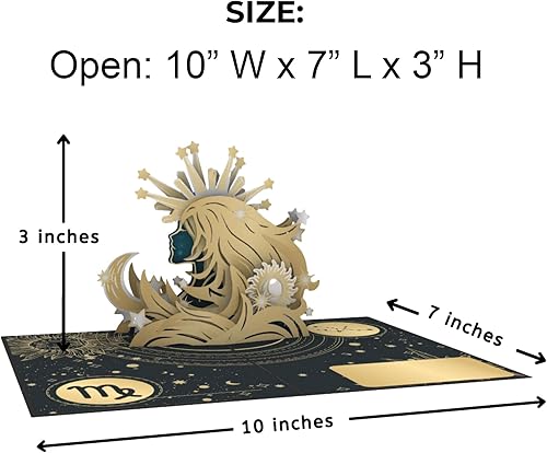 Miniatura 4 de iGifts And Cards Tarjeta emergente 3D de cumpleaños de Virgo de 5 x 7 pulgadas, diseño de horóscopo de constelación celestial, regalo misterioso