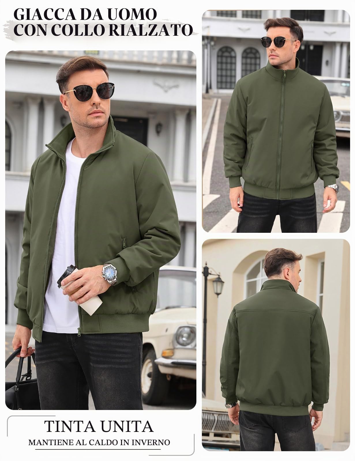 Lonya Giacca Bomber Invernale Uomo Giubbotto Pile Termica Aviator Jacket Antivento Impermeabili Casual Con Cerniera e Tasche