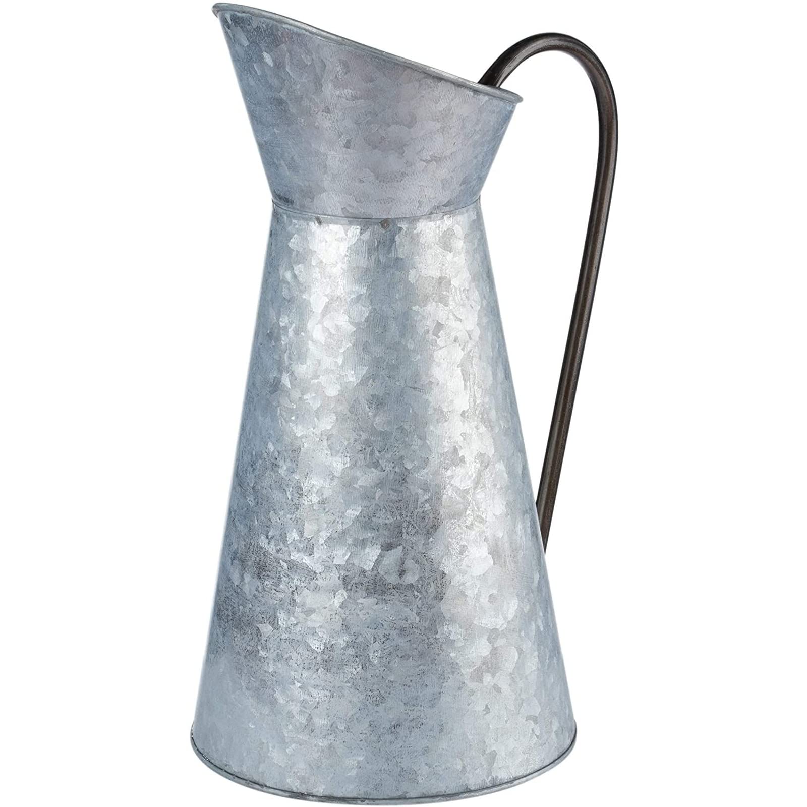 Juvale Rustic Galvanized Pitcher Vase with Handle, Watering Can for Farmhouse, Home Decor (12 in)