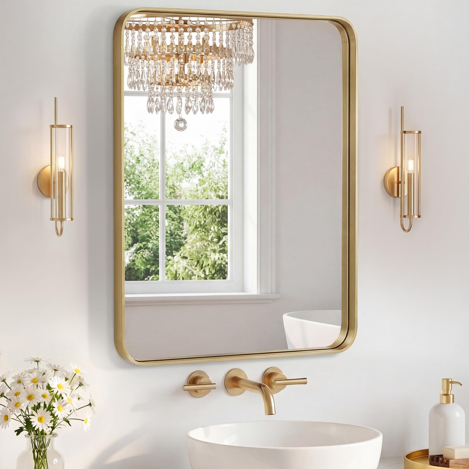 Sweetcrispy Bathroom Mirror 30x24 Inch, Vanity Mirror for Wall
