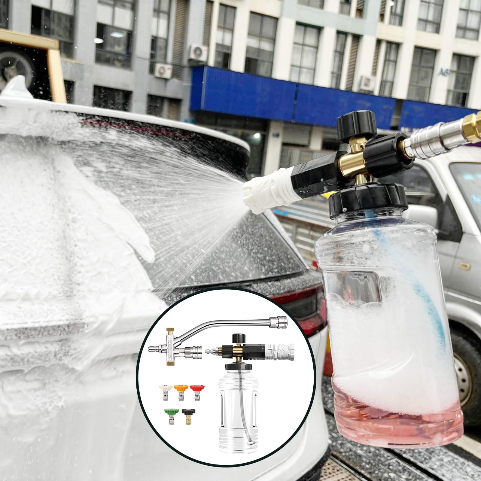 Lanza De Espuma Para Lavado De Autos Boquilla Para Manguera De Jardín Alta | Boquilla Ajustable Con Modos De Presión Para Exteriores Ruedas Ventanas Césped
