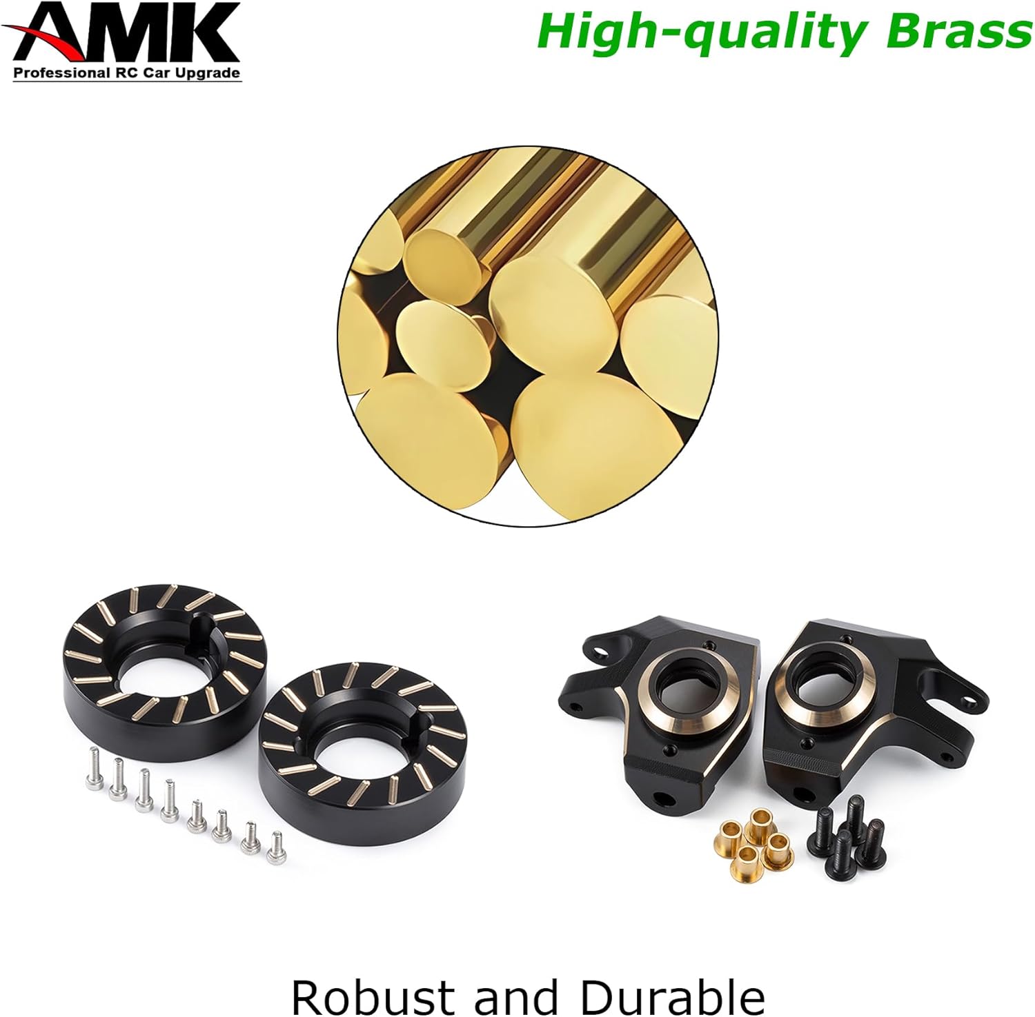 440g SCX10 II Brass Weights Set Diff Cover Steering Knuckles C Hub Link Mounts Clamping Lockouts with Wheel Counterweights for 1/10 RC Crawler AR44 Axial SCX10 Upgrades