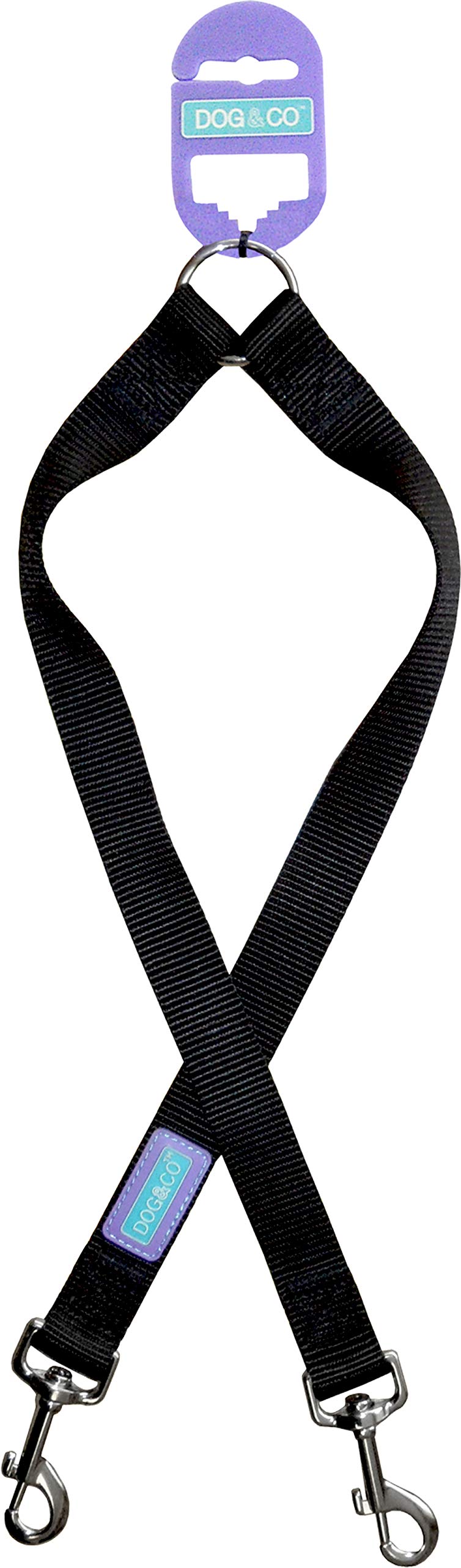 Dog and Co Nylon Coupler (for Two Dogs) - Black - 19mm x 50cm