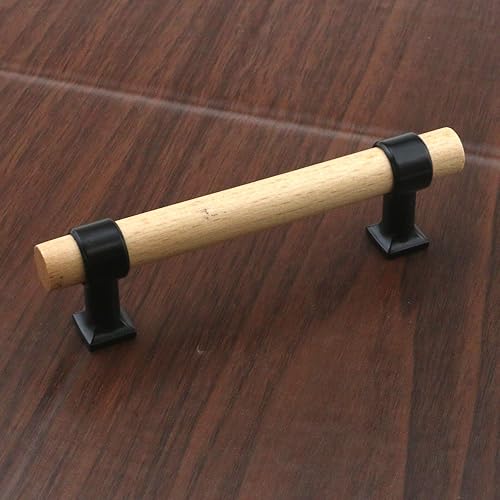 Miniatura 4 de T Tulead Tiradores de cajón de agujero a agujero de 3.78 pulgadas, tiradores de armario de armario de madera con base negra, paquete de 4 con