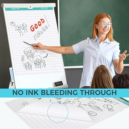 Miniatura 4 de FAHKNS Almohadilla de caballete adhesiva forrada, tamaño grande de 25 x 30 pulgadas, autoadhesiva, para profesores, con superficie de borrado en