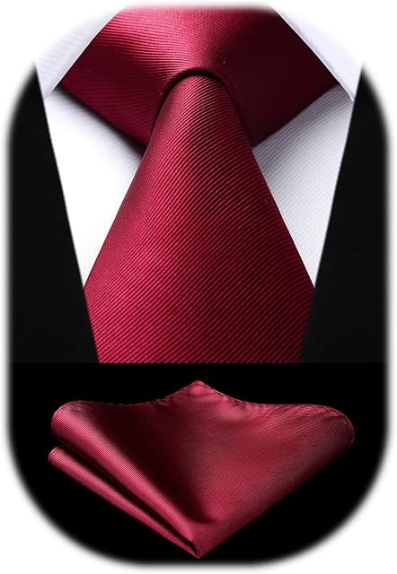 Enlision Men's 3.3" Solid Color Tie and Pocket Square Set Formal Wedding Party Necktie for Men - Multiple Color