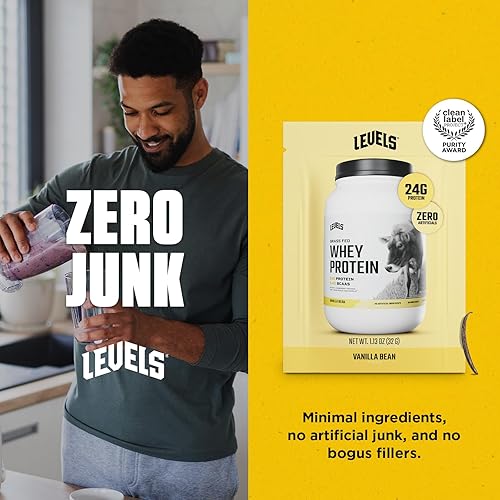 Miniatura 44 de Levels - Concentrado de proteína de suero de leche de ganado alimentado con pasto, sin ingredientes artificiales, 0.85 oz de proteína, capuchino, 2